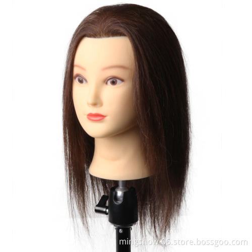 14 inch 100 real human hair mannequin head brown hair